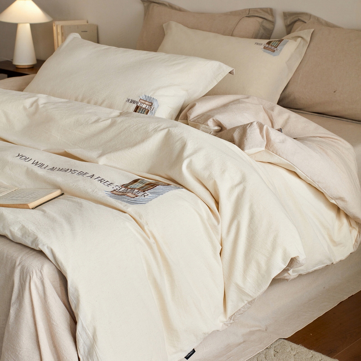 91家纺网 家纺一手货源 找家纺 （总）艾莱家纺 2026春夏新款A类棉麻贴布刺绣加厚四件套-杰森