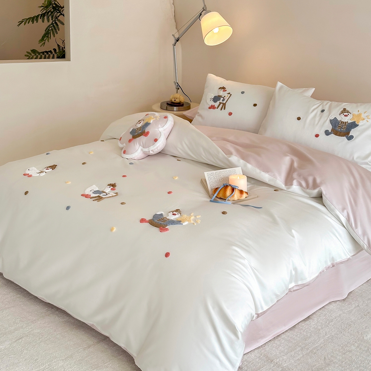 极简 2026新款长绒棉全棉纯棉四件套童趣小鸭 童趣小鸭-粉-米