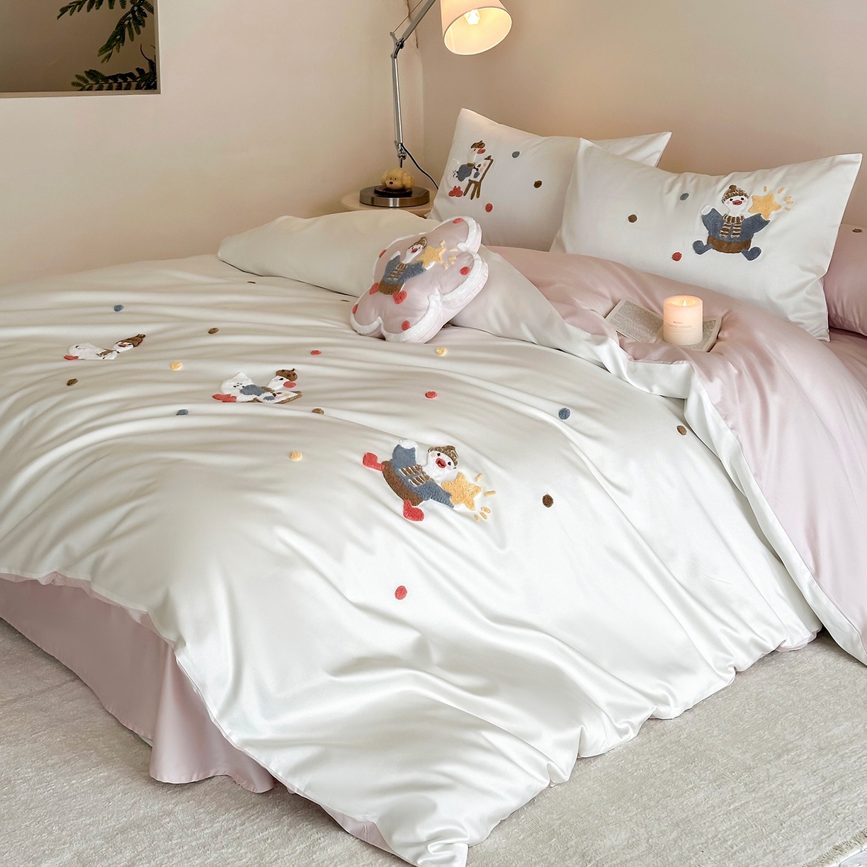 91家纺网 家纺一手货源 找家纺 极简 2026新款长绒棉全棉纯棉四件套童趣小鸭 童趣小鸭-粉-米