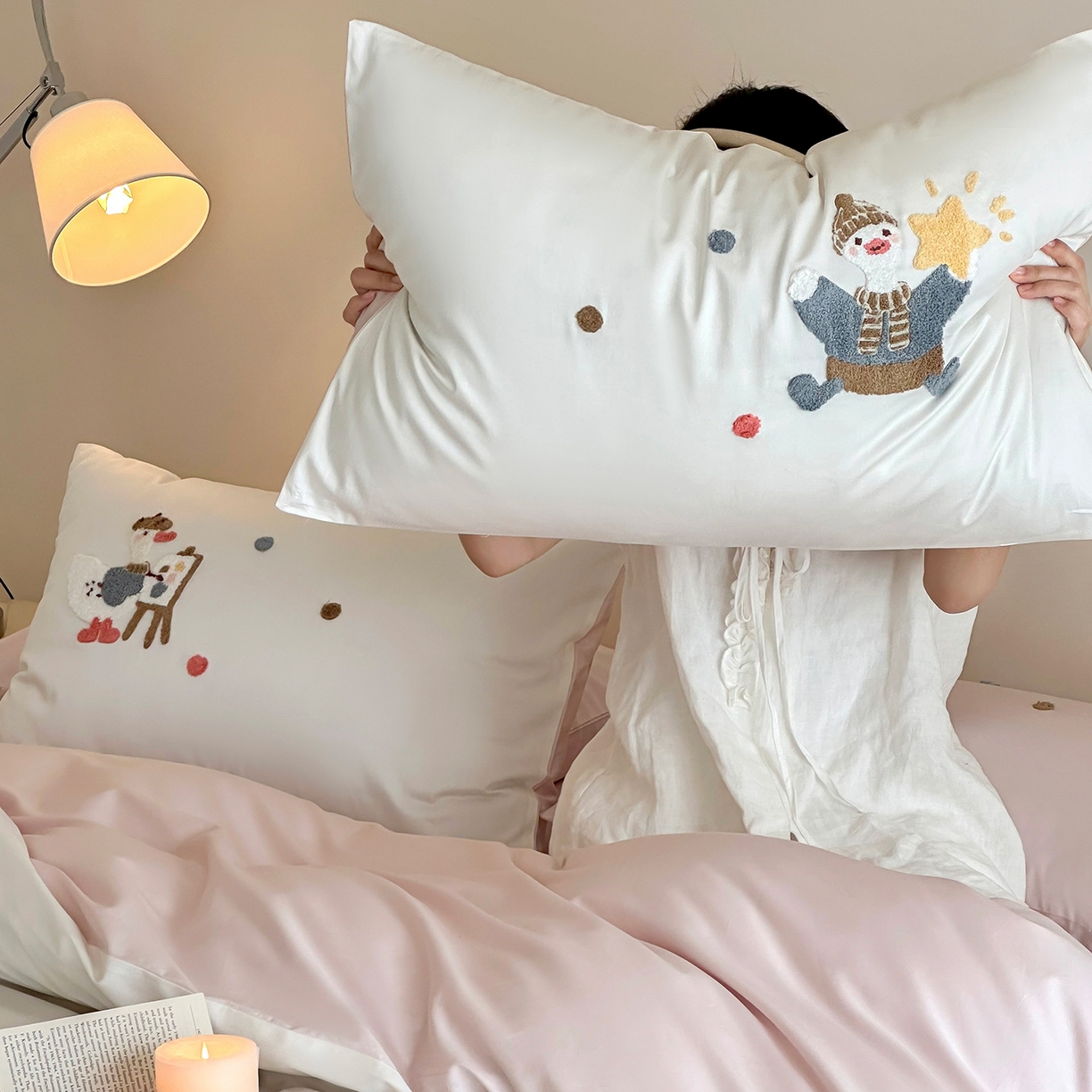 91家纺网 家纺一手货源 找家纺 极简 2026新款长绒棉全棉纯棉四件套童趣小鸭 童趣小鸭-粉-米