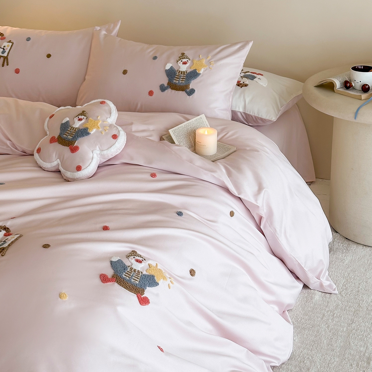 91家纺网 家纺一手货源 找家纺 极简 2026新款长绒棉全棉纯棉四件套童趣小鸭 童趣小鸭-粉