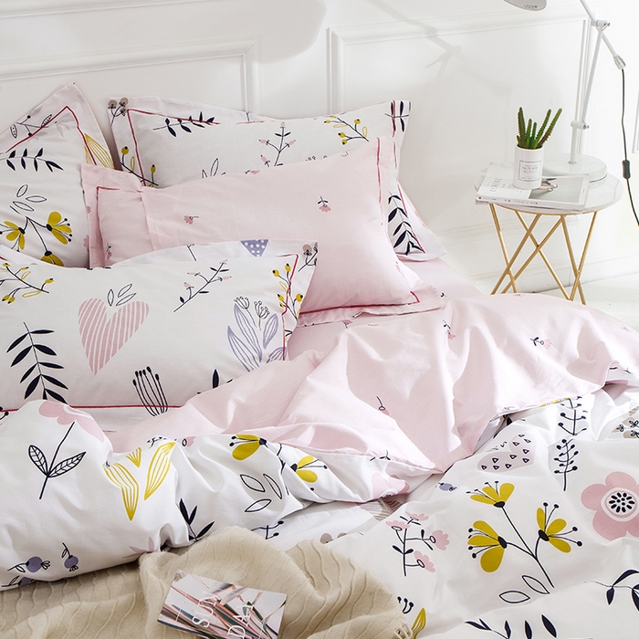 91家纺网 家纺一手货源 找家纺 薏思家纺 2026春夏新款全棉纯棉铂金棉数码印花四件套 漫花语梦