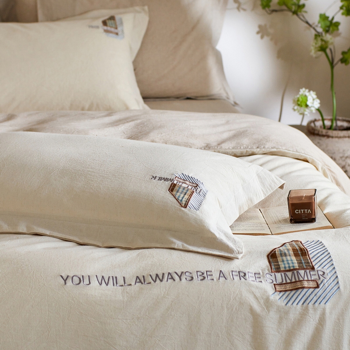 91家纺网 家纺一手货源 找家纺 （总）艾莱家纺 2026春夏新款A类棉麻贴布刺绣加厚四件套-杰森