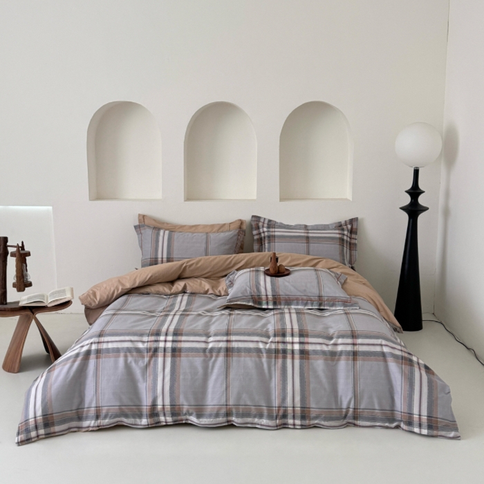 薏思家纺 2026春夏新款全棉纯棉铂金棉数码印花四件套 印象都市灰