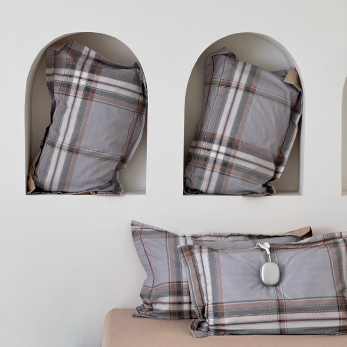 91家纺网 家纺一手货源 找家纺 薏思家纺 2026春夏新款全棉纯棉铂金棉数码印花四件套 印象都市灰