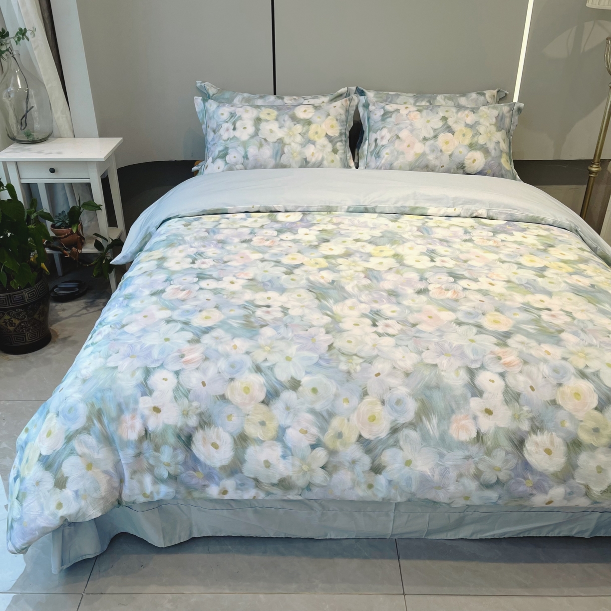 91家纺网 家纺一手货源 找家纺 薏思家纺 2026春夏新款全棉纯棉铂金棉数码印花四件套 春山浪漫