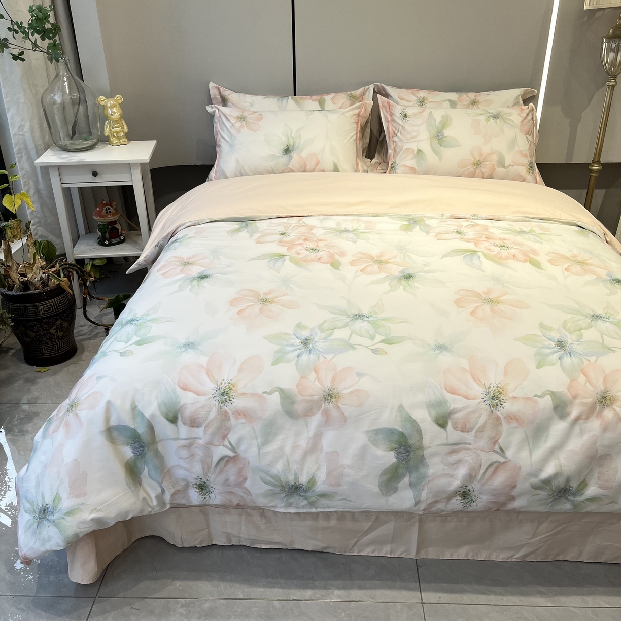 91家纺网 家纺一手货源 找家纺 薏思家纺 2026春夏新款全棉纯棉铂金棉数码印花四件套 晓城时光