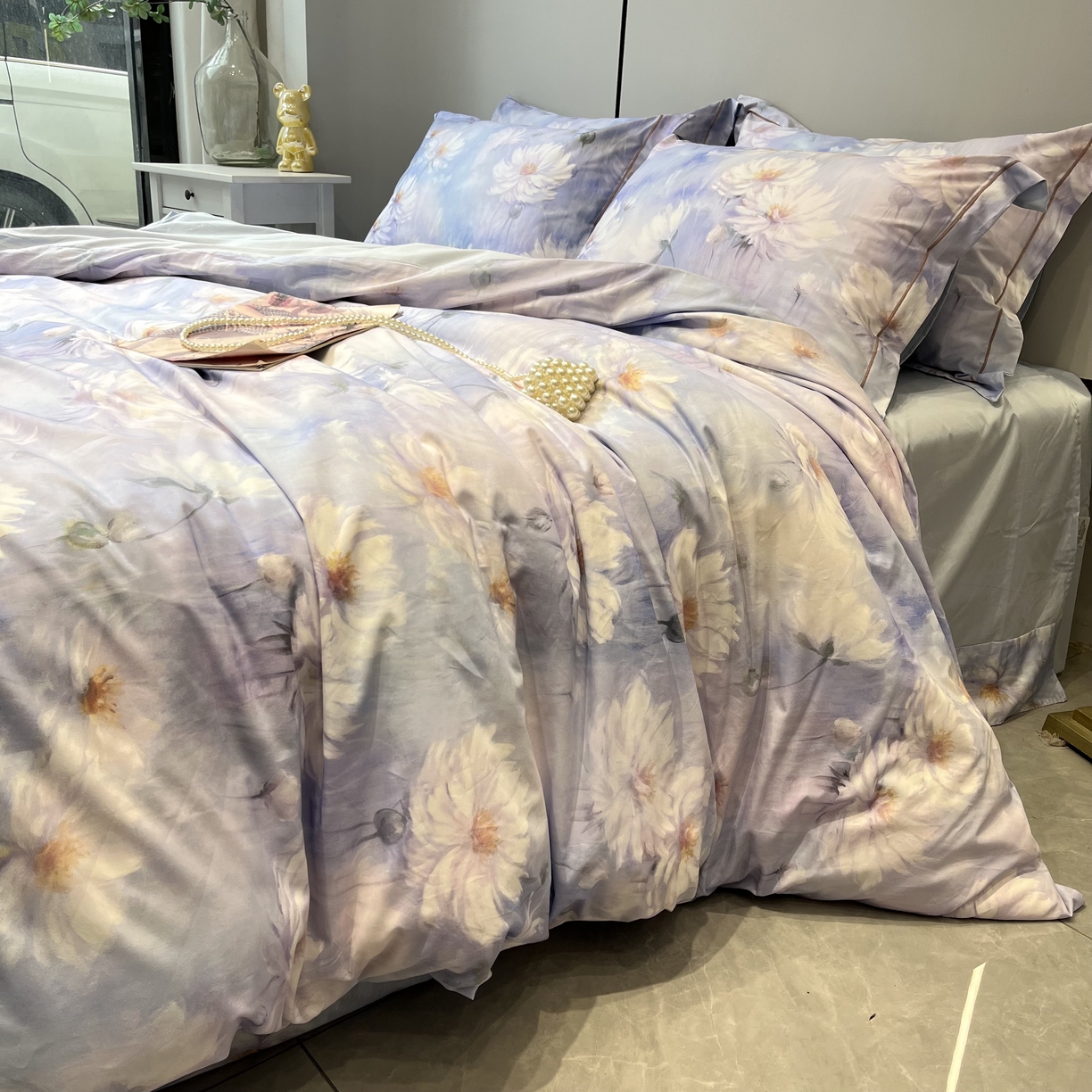 91家纺网 家纺一手货源 找家纺 薏思家纺 2026春夏新款全棉纯棉铂金棉数码印花四件套 芙蓉花语