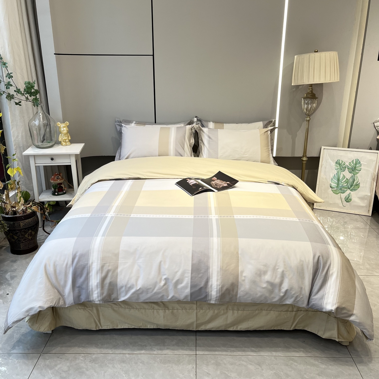 薏思家纺 2026春夏新款全棉纯棉铂金棉数码印花四件套 安格斯-黄