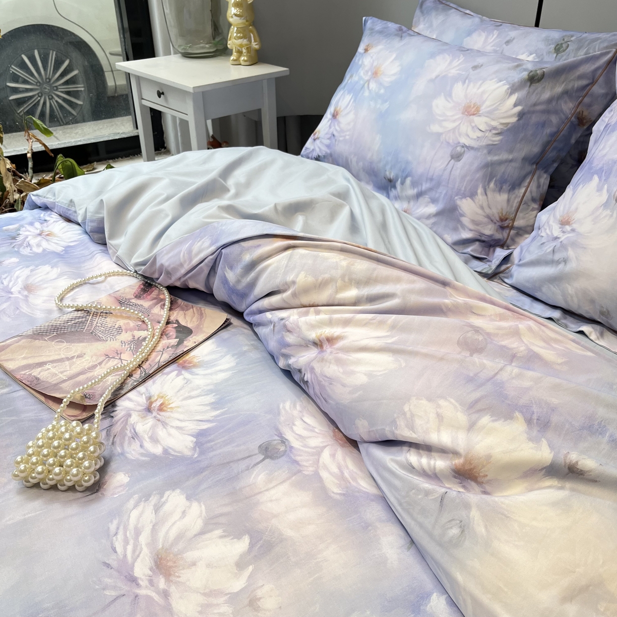 91家纺网 家纺一手货源 找家纺 薏思家纺 2026春夏新款全棉纯棉铂金棉数码印花四件套 芙蓉花语