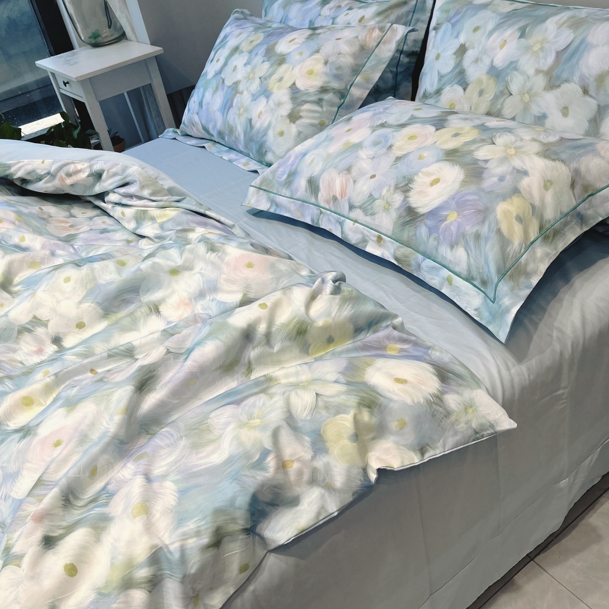 91家纺网 家纺一手货源 找家纺 薏思家纺 2026春夏新款全棉纯棉铂金棉数码印花四件套 春山浪漫