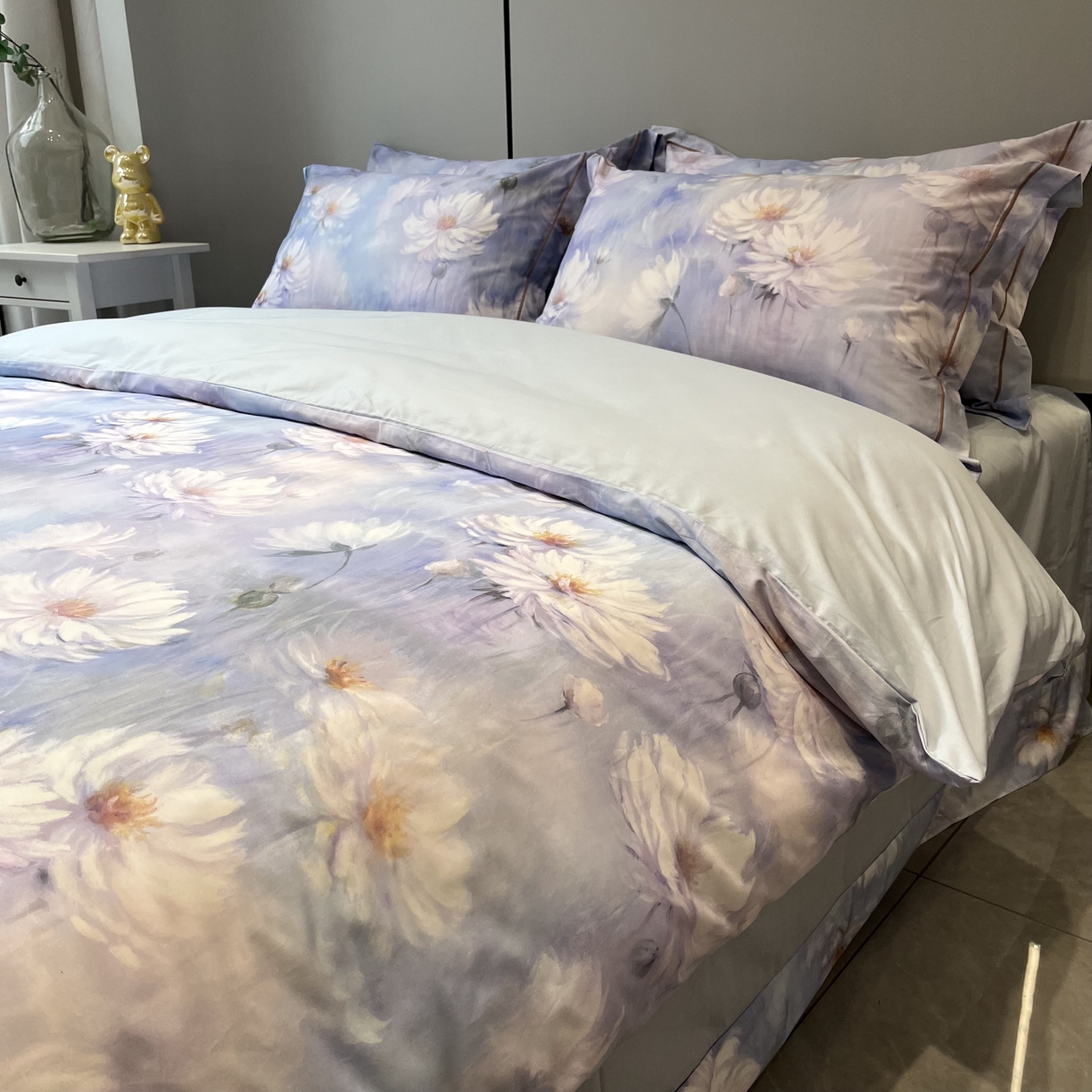 91家纺网 家纺一手货源 找家纺 薏思家纺 2026春夏新款全棉纯棉铂金棉数码印花四件套 芙蓉花语