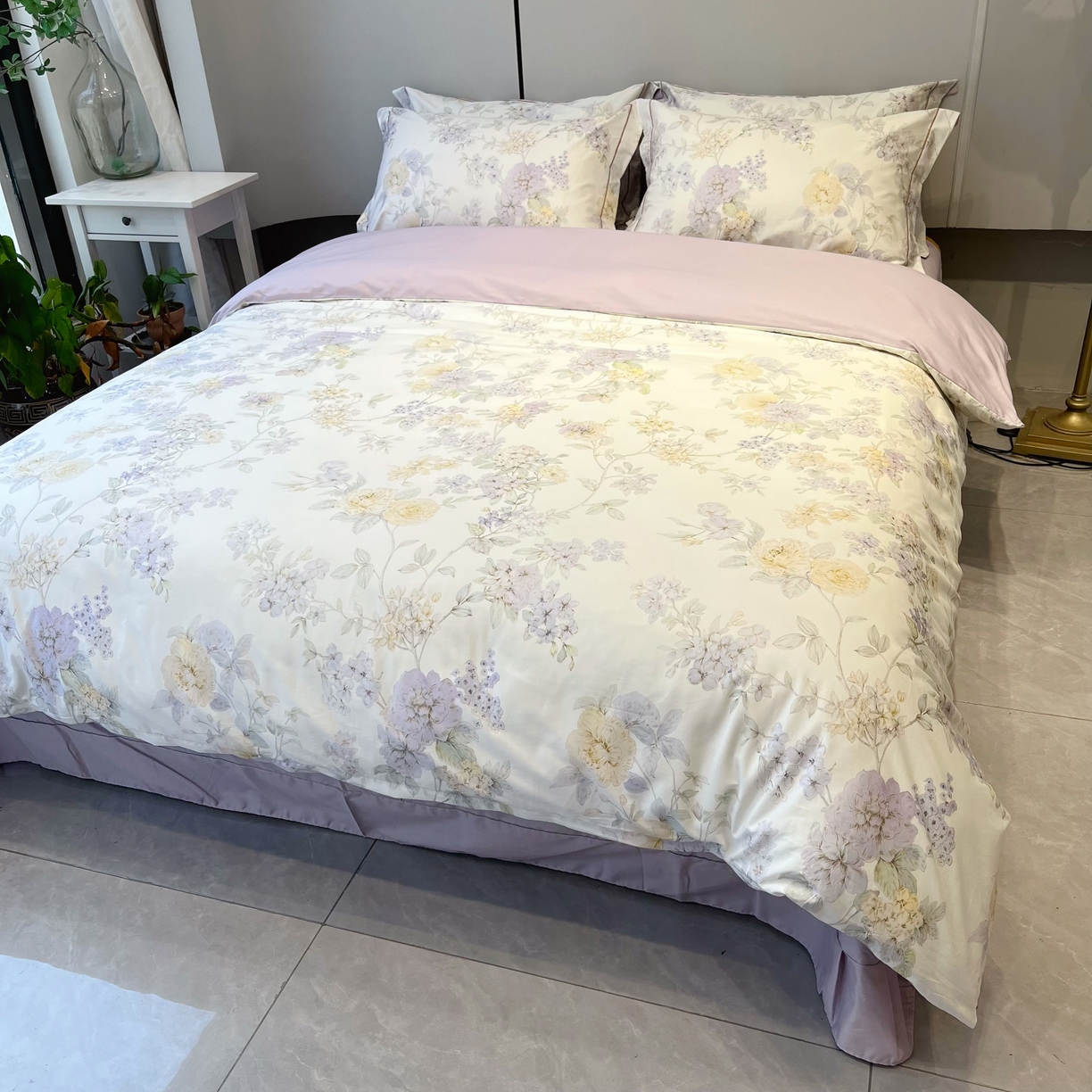 91家纺网 家纺一手货源 找家纺 薏思家纺 2026春夏新款全棉纯棉铂金棉数码印花四件套 森屿暮