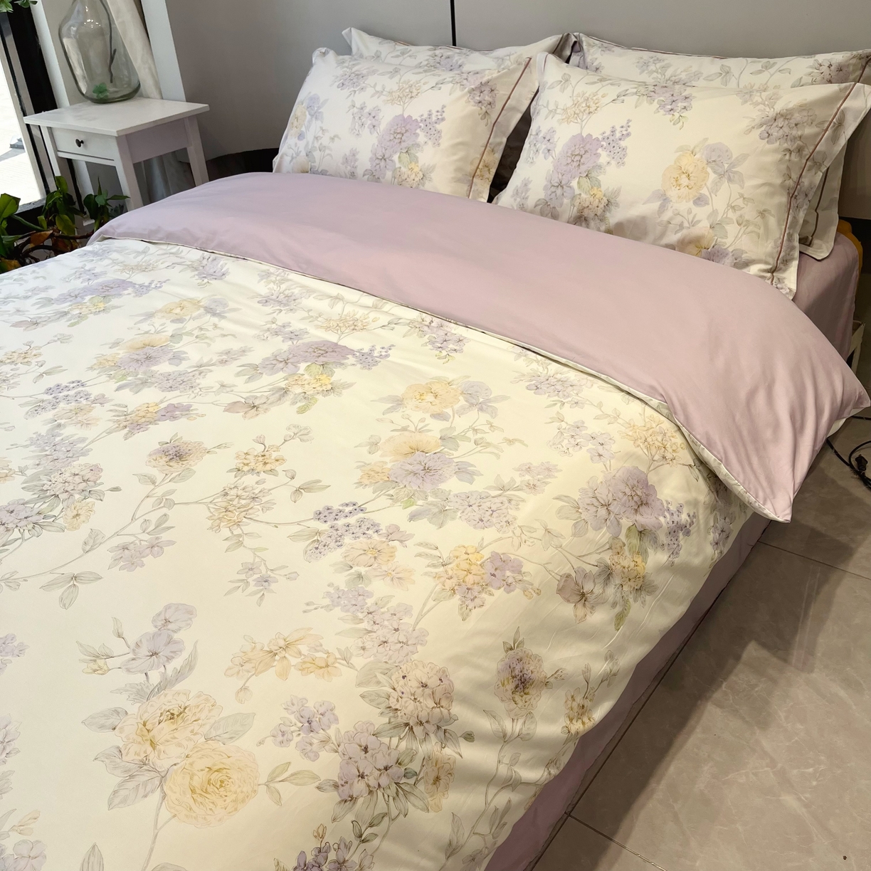 91家纺网 家纺一手货源 找家纺 薏思家纺 2026春夏新款全棉纯棉铂金棉数码印花四件套 森屿暮