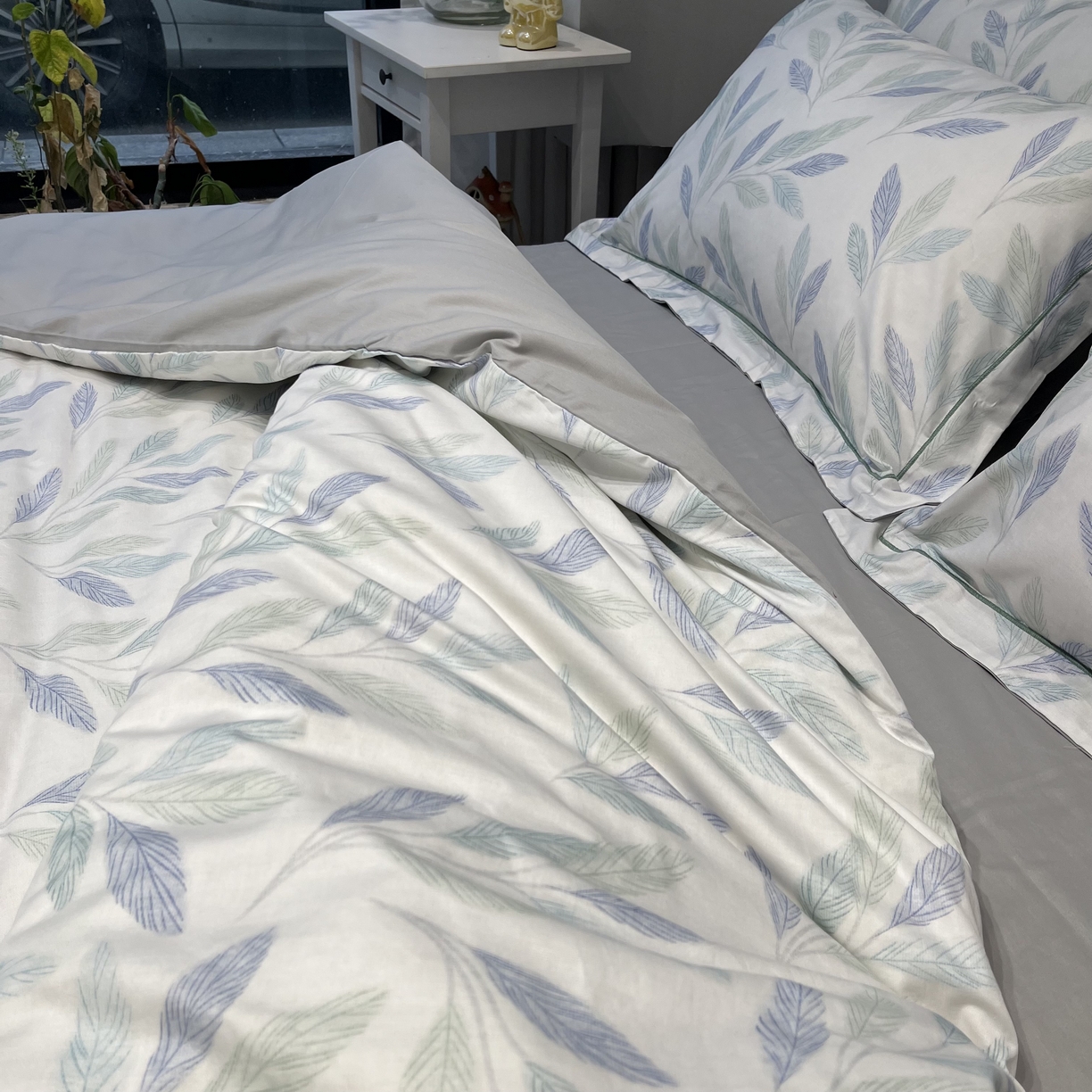 91家纺网 家纺一手货源 找家纺 薏思家纺 2026春夏新款全棉纯棉铂金棉数码印花四件套 叶眠