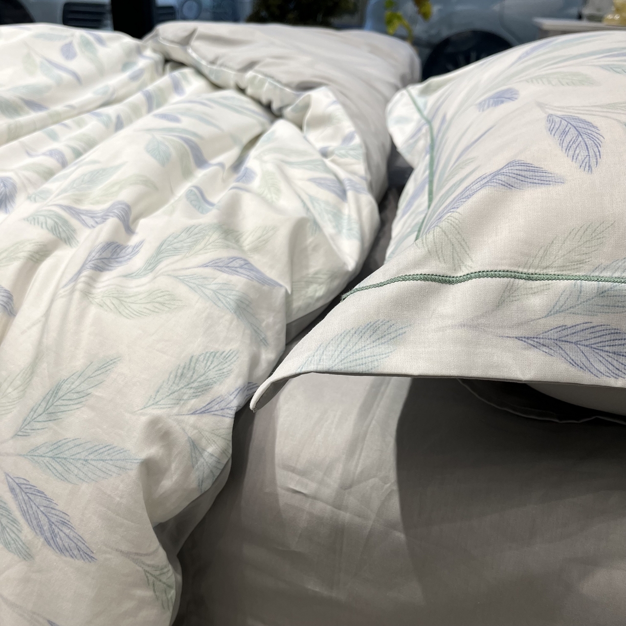 91家纺网 家纺一手货源 找家纺 薏思家纺 2026春夏新款全棉纯棉铂金棉数码印花四件套 叶眠