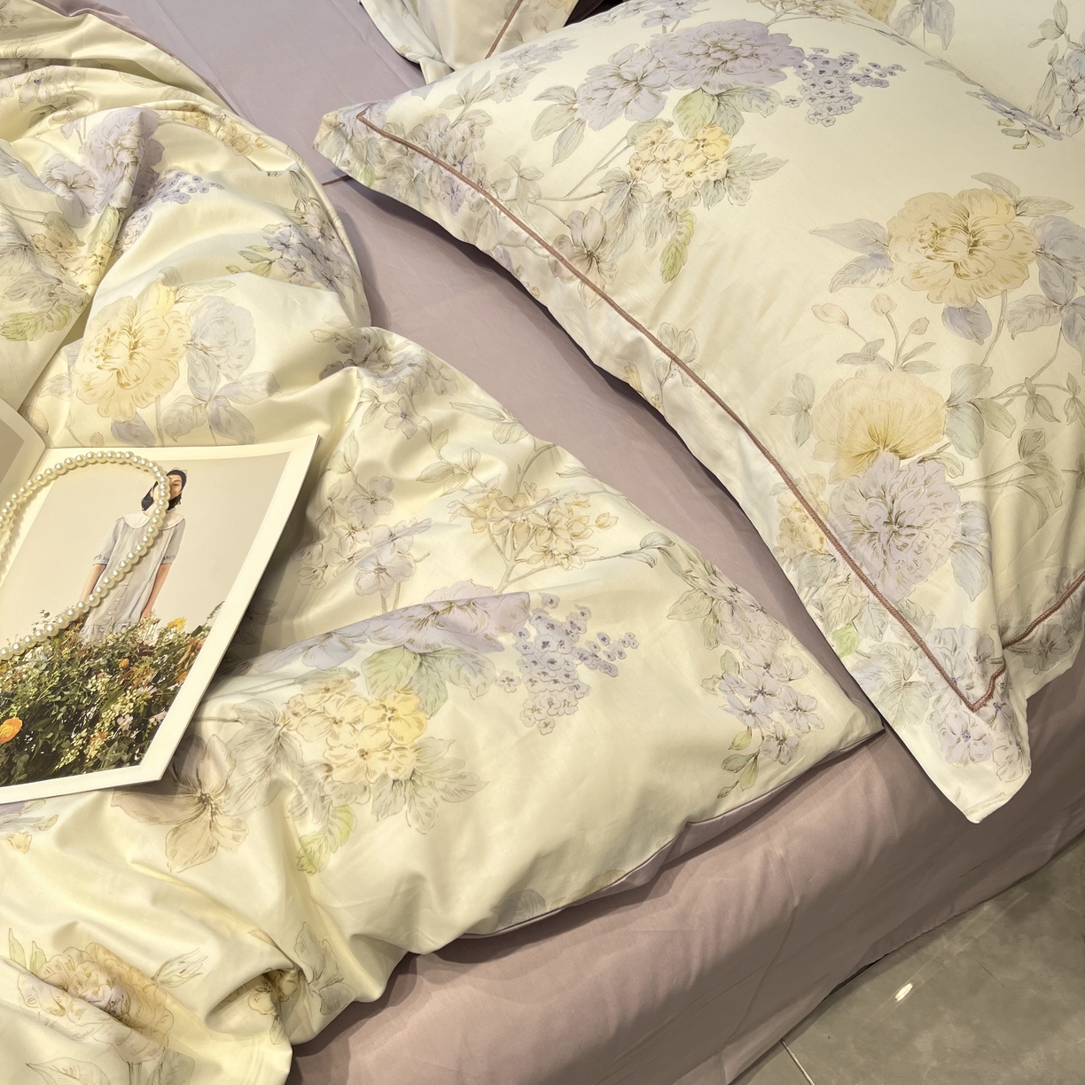 91家纺网 家纺一手货源 找家纺 薏思家纺 2026春夏新款全棉纯棉铂金棉数码印花四件套 森屿暮