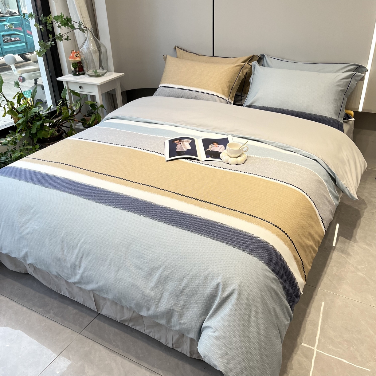 91家纺网 家纺一手货源 找家纺 薏思家纺 2026春夏新款全棉纯棉铂金棉数码印花四件套 云舒