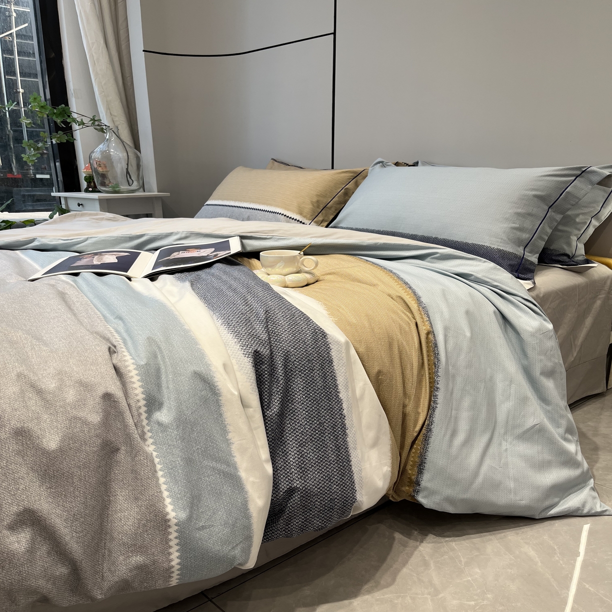 91家纺网 家纺一手货源 找家纺 薏思家纺 2026春夏新款全棉纯棉铂金棉数码印花四件套 云舒