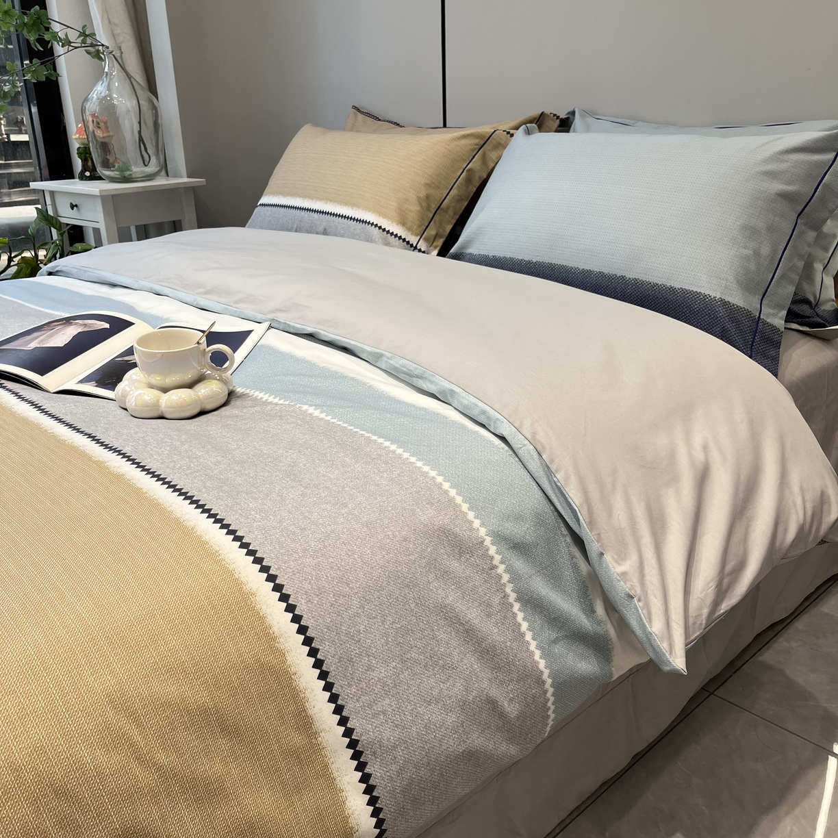 91家纺网 家纺一手货源 找家纺 薏思家纺 2026春夏新款全棉纯棉铂金棉数码印花四件套 云舒