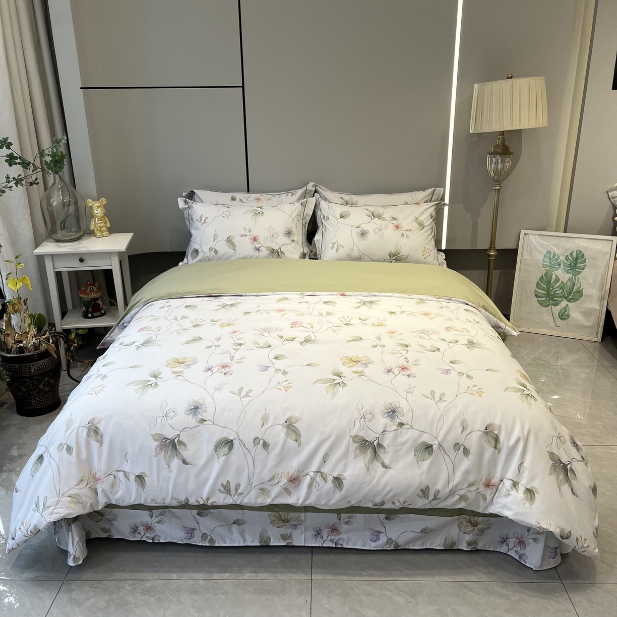 薏思家纺 2026春夏新款全棉纯棉铂金棉数码印花四件套 风之韵米