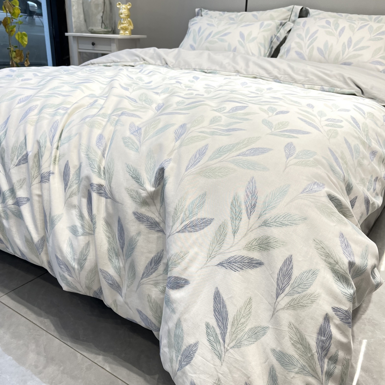 91家纺网 家纺一手货源 找家纺 薏思家纺 2026春夏新款全棉纯棉铂金棉数码印花四件套 叶眠