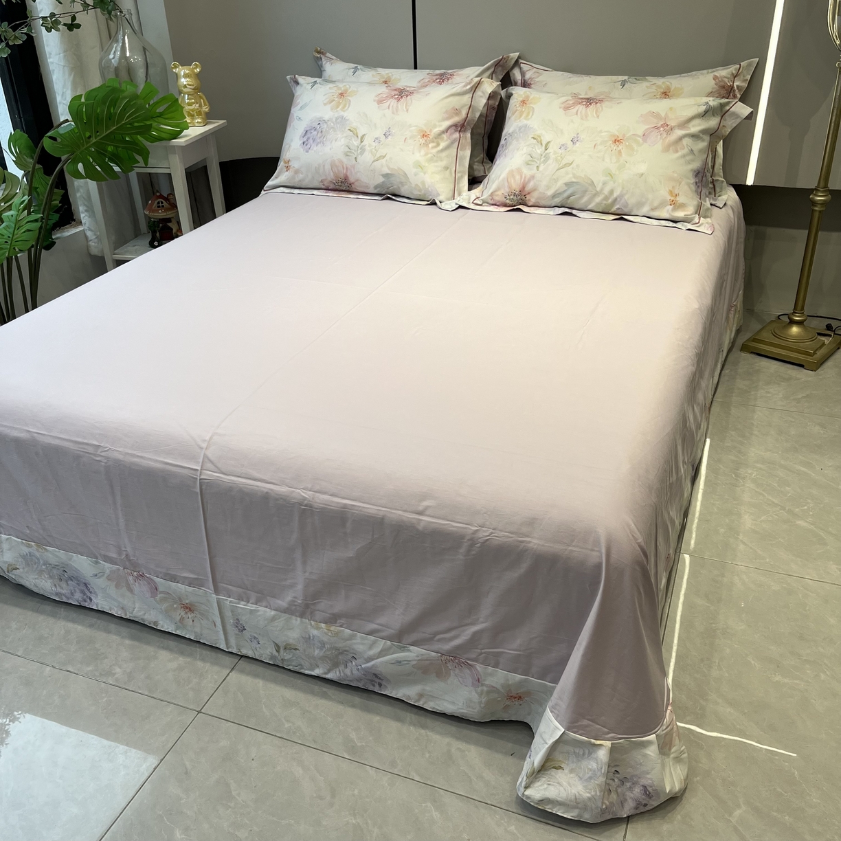 91家纺网 家纺一手货源 找家纺 薏思家纺 2026春夏新款全棉纯棉铂金棉数码印花四件套 满庭香