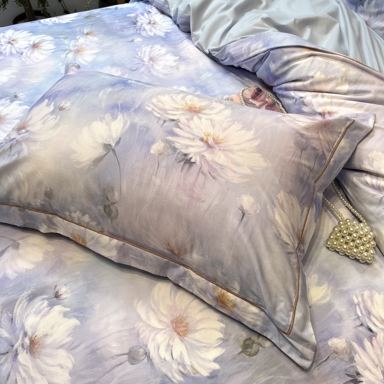 91家纺网 家纺一手货源 找家纺 薏思家纺 2026春夏新款全棉纯棉铂金棉数码印花四件套 芙蓉花语