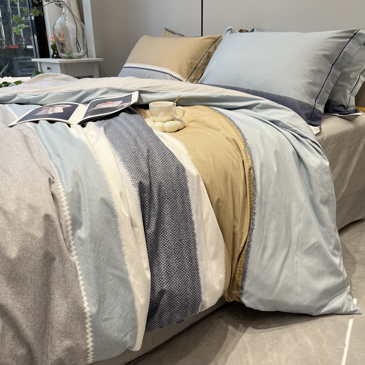 91家纺网 家纺一手货源 找家纺 薏思家纺 2026春夏新款全棉纯棉铂金棉数码印花四件套 云舒