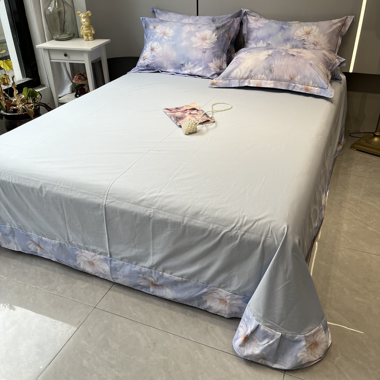 91家纺网 家纺一手货源 找家纺 薏思家纺 2026春夏新款全棉纯棉铂金棉数码印花四件套 芙蓉花语