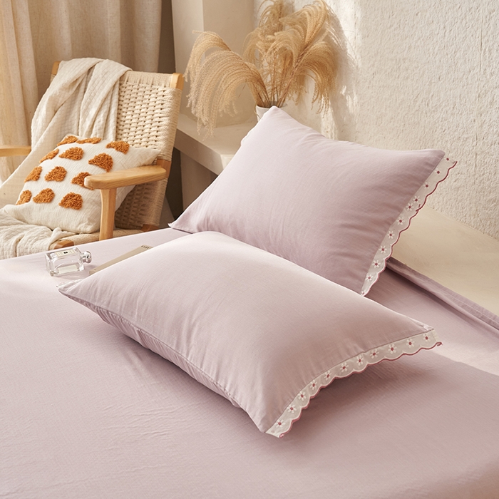 91家纺网 家纺一手货源 找家纺 晨曦家纺 2026新款水洗棉花边大豆夏被四件套夏被-雏菊 雏菊-风信紫