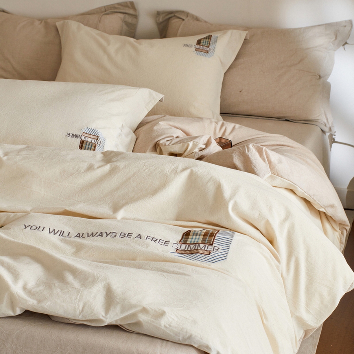 91家纺网 家纺一手货源 找家纺 （总）艾莱家纺 2026春夏新款A类棉麻贴布刺绣加厚四件套-杰森