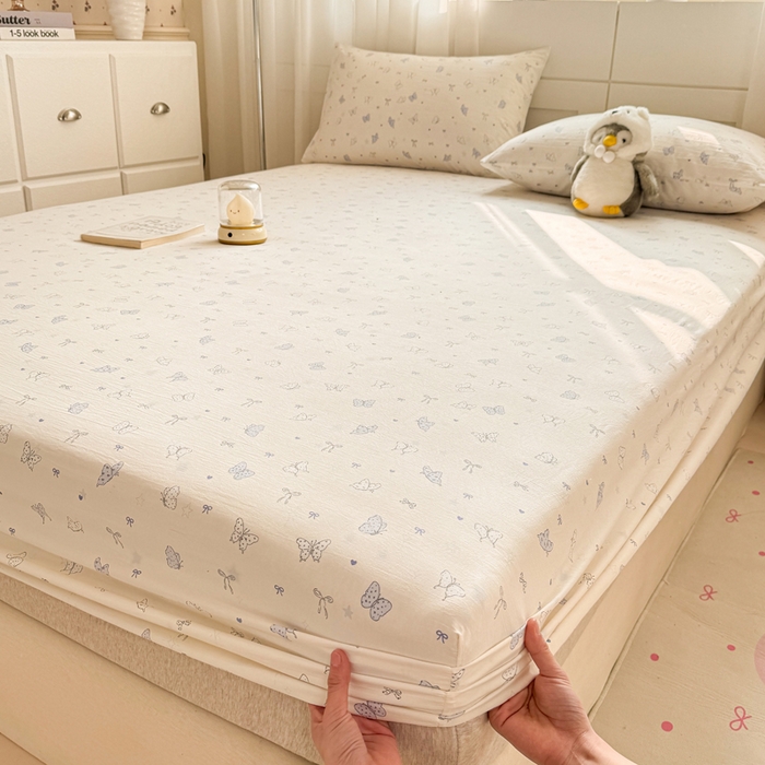 91家纺网 家纺一手货源 找家纺 （总）源舍家纺 2026新款A类古法水洗棉云感纱床笠单品床笠单件