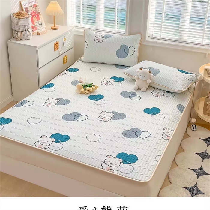 91家纺网 家纺一手货源 找家纺 （总）彩亿家纺 2026新款印花凉席新款凉感丝乳胶凉席三件套