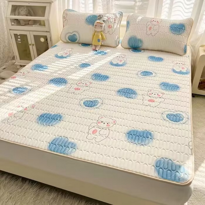 91家纺网 家纺一手货源 找家纺 （总）彩亿家纺 2026新款印花凉席新款凉感丝乳胶凉席三件套