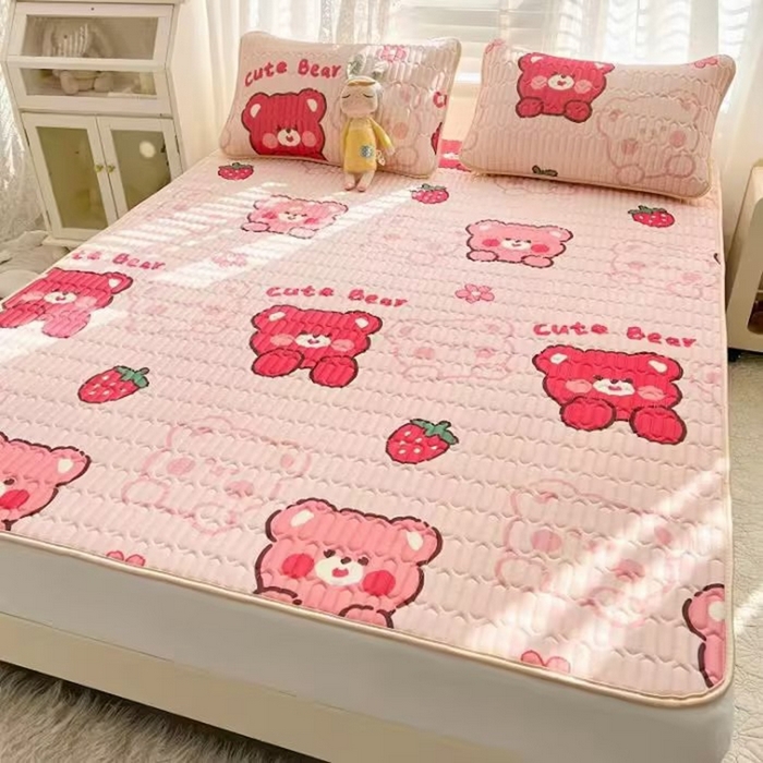 91家纺网 家纺一手货源 找家纺 （总）彩亿家纺 2026新款印花凉席新款凉感丝乳胶凉席三件套