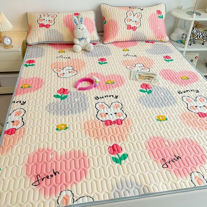 91家纺网 家纺一手货源 找家纺 （总）彩亿家纺 2026新款印花凉席新款凉感丝乳胶凉席三件套