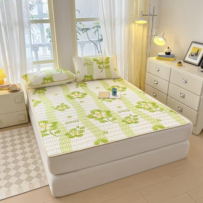 91家纺网 家纺一手货源 找家纺 （总）彩亿家纺 2026新款印花凉席新款凉感丝乳胶凉席三件套