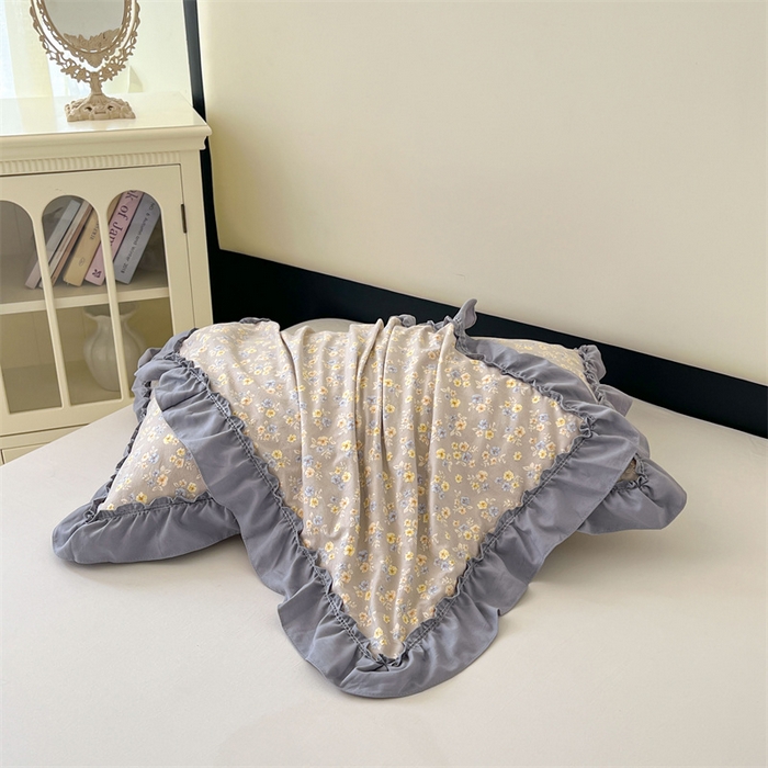 91家纺网 家纺一手货源 找家纺 圣比熊 2026新款A类云朵棉法式压花边枕套宿舍单人单只一只装枕芯48x74cm内胆套 莫奈花园（法式压花边）