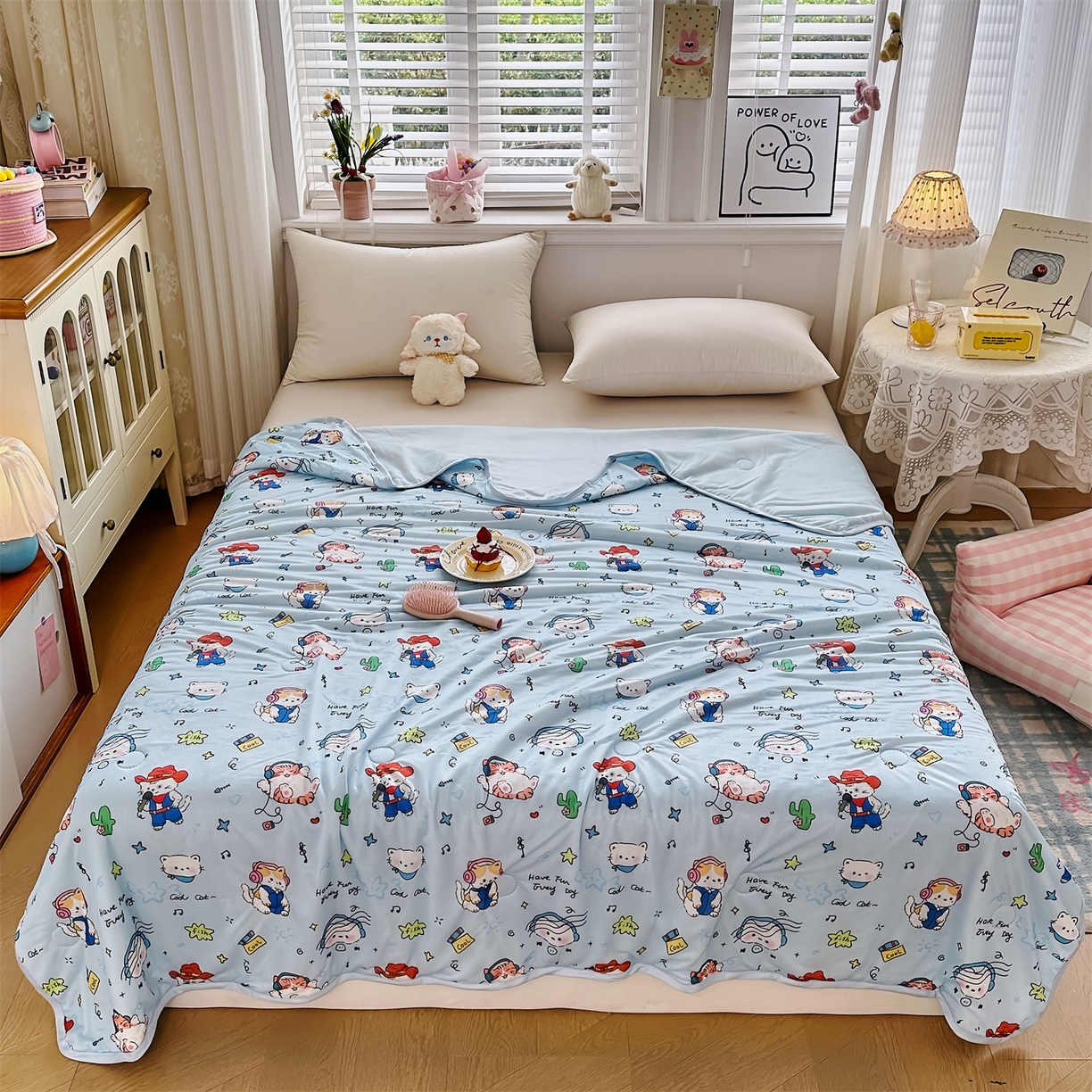 91家纺网 家纺一手货源 找家纺 （总）欣宜家纺 2026新款母婴级卡通冰淇淋夏被夏凉空调冰丝薄款被芯可机洗凉感丝冰皮被子 被子被芯