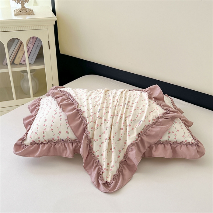 91家纺网 家纺一手货源 找家纺 圣比熊 2026新款A类云朵棉法式压花边枕套宿舍单人单只一只装枕芯48x74cm内胆套 优雅恋人（法式压花边）