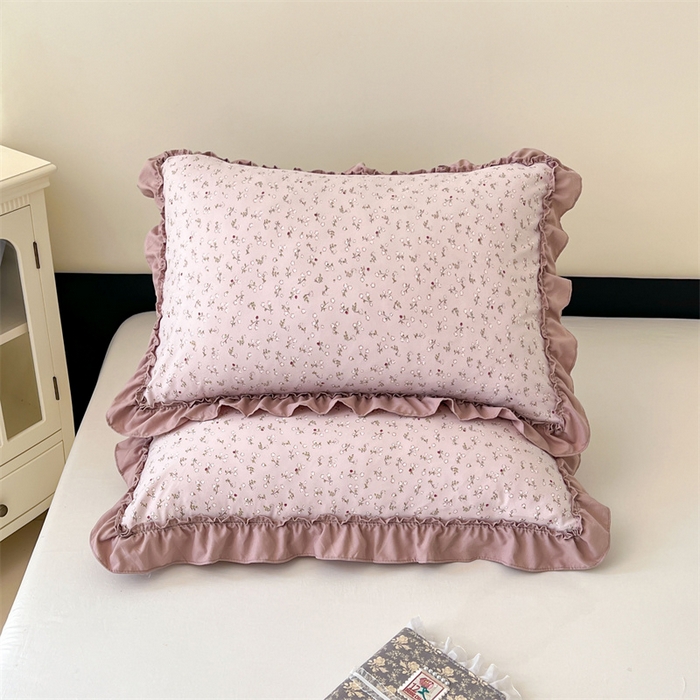91家纺网 家纺一手货源 找家纺 圣比熊 2026新款A类云朵棉法式压花边枕套宿舍单人单只一只装枕芯48x74cm内胆套 花之恋-粉（法式压花边）