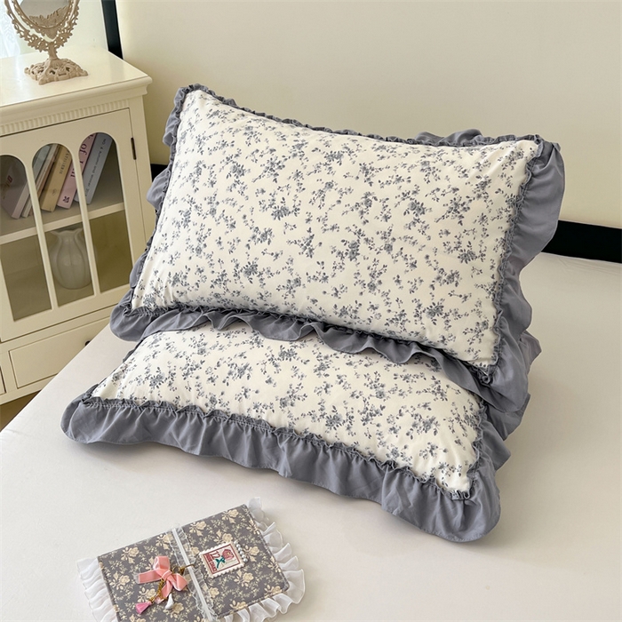 91家纺网 家纺一手货源 找家纺 圣比熊 2026新款A类云朵棉法式压花边枕套宿舍单人单只一只装枕芯48x74cm内胆套 忆江南（法式压花边）