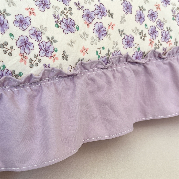 91家纺网 家纺一手货源 找家纺 圣比熊 2026新款A类云朵棉法式压花边枕套宿舍单人单只一只装枕芯48x74cm内胆套 紫间花语（法式压花边）