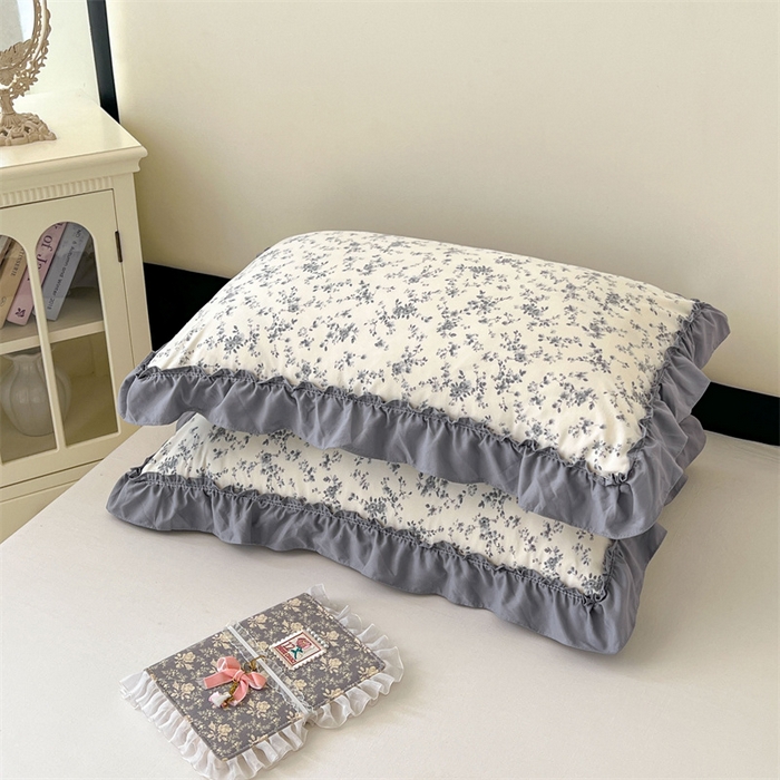 91家纺网 家纺一手货源 找家纺 圣比熊 2026新款A类云朵棉法式压花边枕套宿舍单人单只一只装枕芯48x74cm内胆套 忆江南（法式压花边）