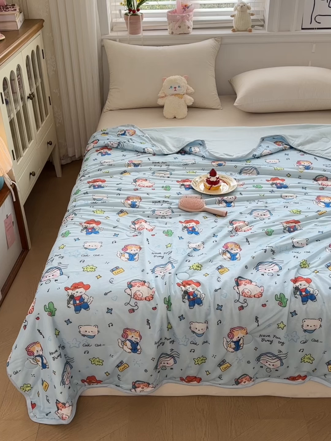 91家纺网 家纺一手货源 找家纺 （总）欣宜家纺 2026新款母婴级卡通冰淇淋夏被夏凉空调冰丝薄款被芯可机洗凉感丝冰皮被子 被子被芯