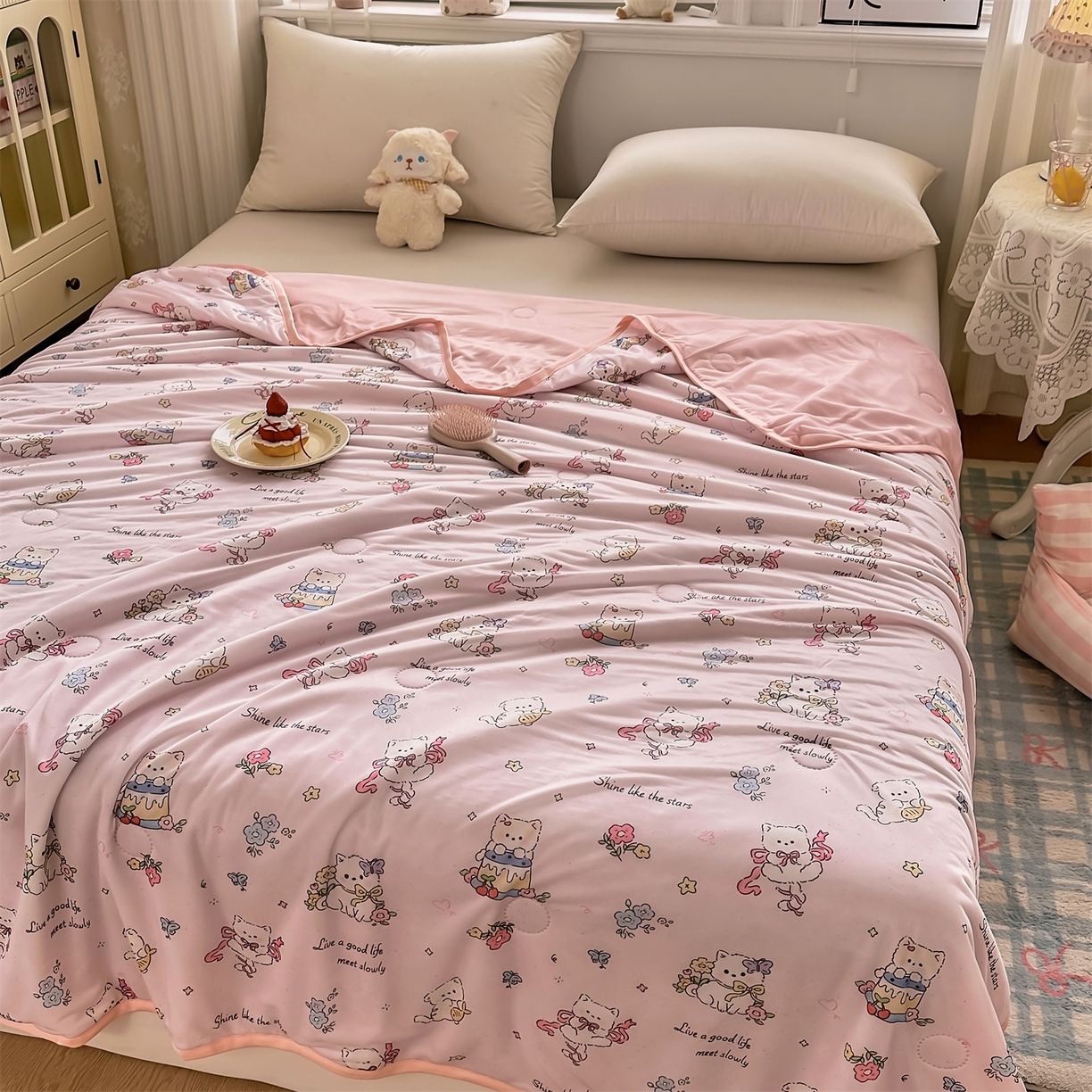 91家纺网 家纺一手货源 找家纺 （总）欣宜家纺 2026新款母婴级卡通冰淇淋夏被夏凉空调冰丝薄款被芯可机洗凉感丝冰皮被子 被子被芯