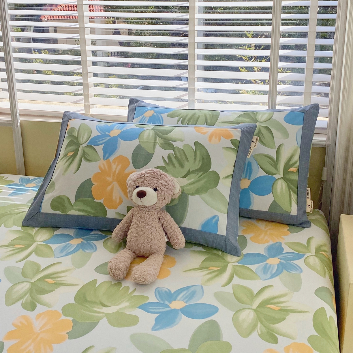 91家纺网 家纺一手货源 找家纺 春皖家纺 2026新款全棉老粗布工艺款单枕套枕套单件 茶心