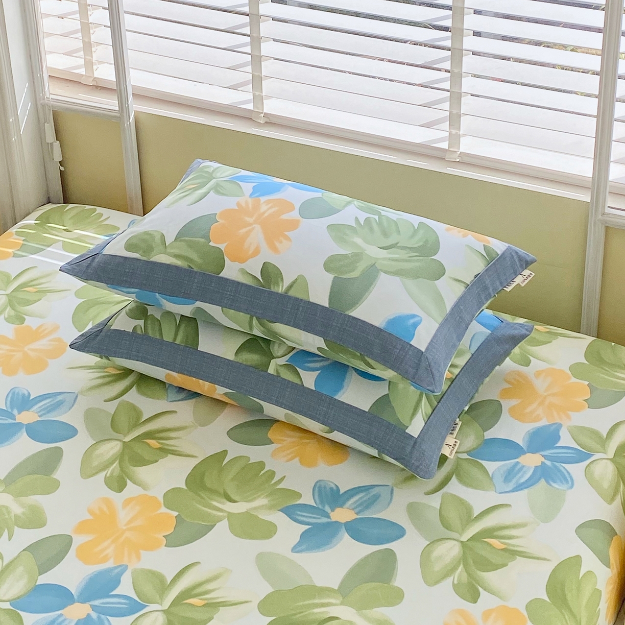 91家纺网 家纺一手货源 找家纺 春皖家纺 2026新款全棉老粗布工艺款单枕套枕套单件 茶心