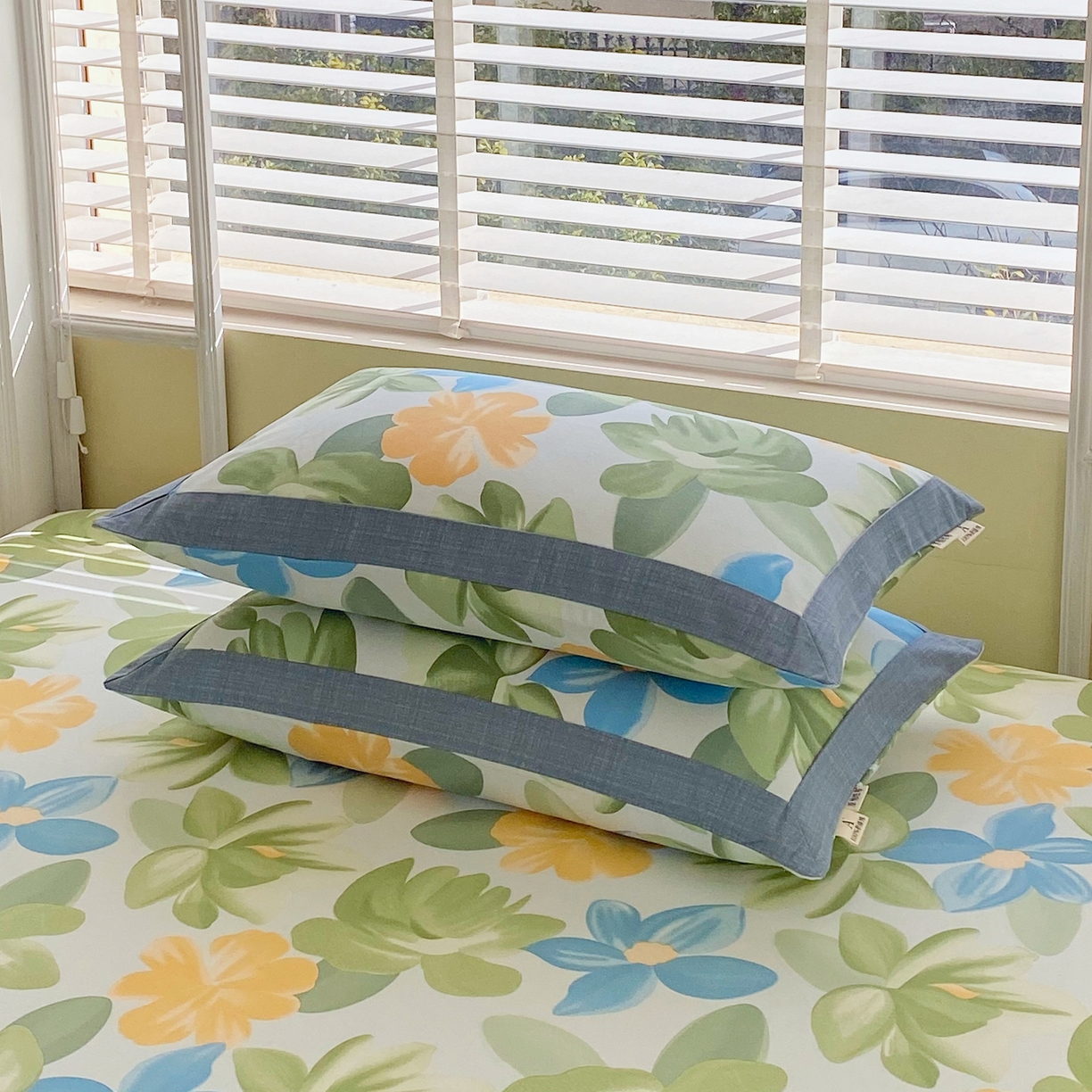 91家纺网 家纺一手货源 找家纺 春皖家纺 2026新款全棉老粗布工艺款单枕套枕套单件 茶心